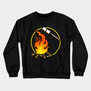 Adventurers Grill Marshmallows At The Campfire While Camping Crewneck Sweatshirt
